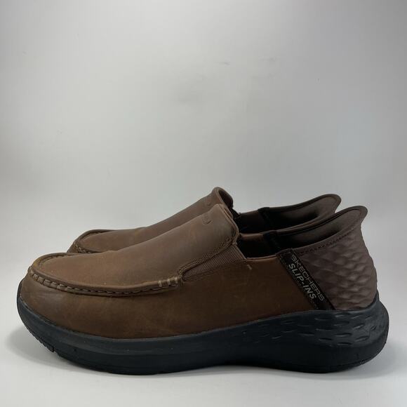 Skechers Slip-ins Parson Oswin Leather Shoes Brown Mens Size 10.5 WW Extra Wide main image 4